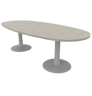 Konferenztisch Idea+ IDTR240 CL A, 74cm (H), 240x110cm (BxT), oval, beton / silber