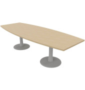 Konferenztisch Idea+ IDTR280 RK A, 74cm (H), 280x80-110cm (BxT), Tonnenform, eiche / silber