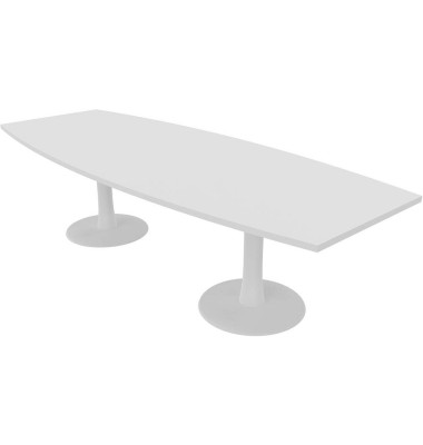 Konferenztisch Idea+ IDTR280 BA I, 74cm (H), 280x80-110cm (BxT), Tonnenform, weiß / weiß