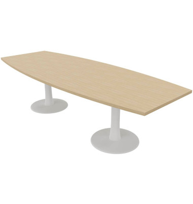 Konferenztisch Idea+ IDTR280 RK I, 74cm (H), 280x80-110cm (BxT), Tonnenform, eiche / weiß Konferenztisch Idea+ IDTR280 RK I, 74cm (H), 280x80-110cm (BxT), Tonnenform, eiche / weiß