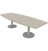 Konferenztisch Idea+ IDTR280 CL A, 74cm (H), 280x80-110cm (BxT), Tonnenform, beton / silber