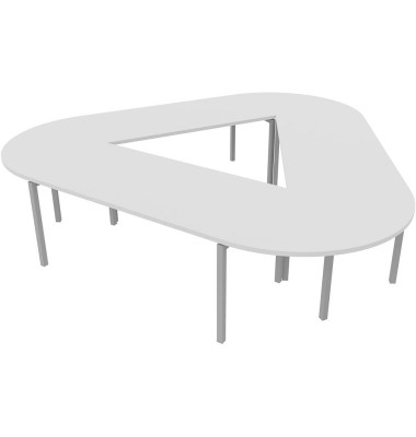 Konferenztisch Idea+ CAR1605 BA A, 74cm (H), 320x298cm (BxT), Trapezform, weiß / silber