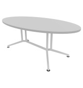 Konferenztisch X2 X2ITO20 GR I, 74cm (H), 200x110cm (BxT), oval, grau / weiß