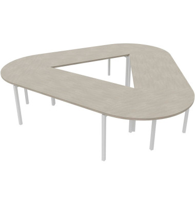 Konferenztisch Idea+ CAR1605 CL I, 74cm (H), 320x298cm (BxT), Trapezform, beton / silber