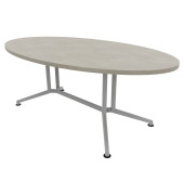 Konferenztisch X2 X2ITO20 CL A, 74cm (H), 200x110cm (BxT), oval, beton / silber