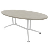 Konferenztisch X2 X2ITO20 CL I, 74cm (H), 200x110cm (BxT), oval, beton / weiß