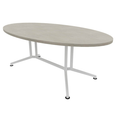 Konferenztisch X2 X2ITO20 CL I, 74cm (H), 200x110cm (BxT), oval, beton / weiß Konferenztisch X2 X2ITO20 CL I, 74cm (H), 200x110cm (BxT), oval, beton / weiß