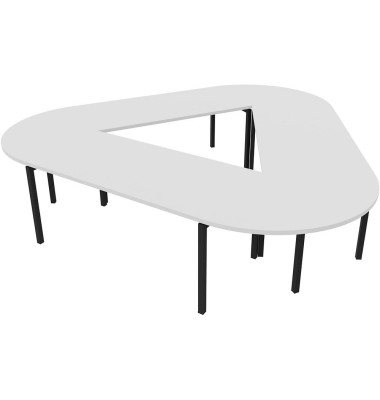 Konferenztisch Idea+ CAR1605 BA R, 74cm (H), 320x298cm (BxT), Trapezform, weiß / dunkelgrau
