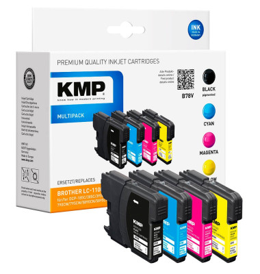 4 B78V schwarz, cyan, magenta, gelb Tintenpatronen ersetzen brother LC-1100VALBP