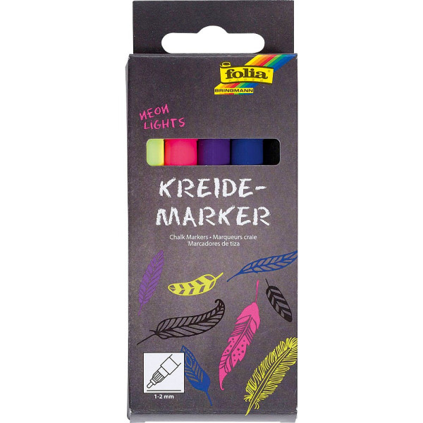 4001868110319 - NEON LIGHTS Kreidemarker farbsortiert 10 - 20 mm 4001868110319 folia 390529 5 Stück 4001868110319 - NEON LIGHTS Kreidemarker farbsortiert 10 - 20 mm 4001868110319 folia 390529 5 Stück