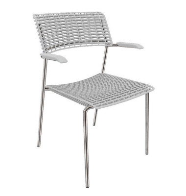 Besucherstuhl Cell, grau / chrom, mit Armlehnen, 4-Fuß-Gestell Besucherstuhl Cell, grau / chrom, mit Armlehnen, 4-Fuß-Gestell