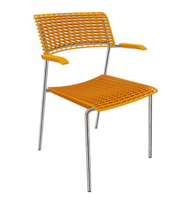 Besucherstuhl Cell, gelb / chrom, mit Armlehnen, 4-Fuß-Gestell Besucherstuhl Cell, gelb / chrom, mit Armlehnen, 4-Fuß-Gestell