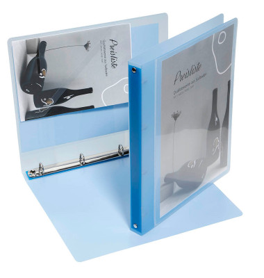 Präsentationsringbuch 9330-00788, A4 4 Ringe Kunststoff, 1 Außentasche, 1 Innentasche, blau-transparent