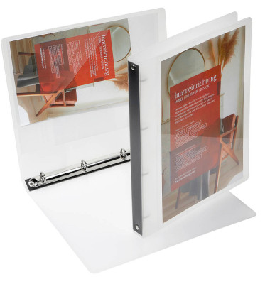 Präsentationsringbuch 9330-00786, A4 4 Ringe Kunststoff, 1 Außentasche, 1 Innentasche, grau-transparent