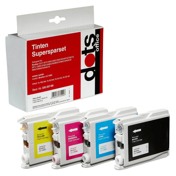 4250073735026 - Druckerpatrone 10354005-DOTS kompatibel zu brother LC-1000VAL Multipack schwarz cyan magenta gelb 4250073735026 4 Stück 4250073735026 - Druckerpatrone 10354005-DOTS kompatibel zu brother LC-1000VAL Multipack schwarz cyan magenta gelb 4250073735026 4 Stück