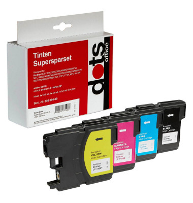 4 schwarz, cyan, magenta, gelb Tintenpatronen ersetzen brother LC-1100BK/C/M/Y