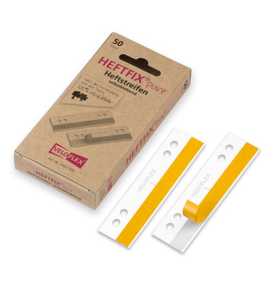Heftstreifen, selbstklebend HEFTFIX 2002 500, 3x10,5cm (BxL), Papier mit Kunststoffdeckleiste, wei&szlig;