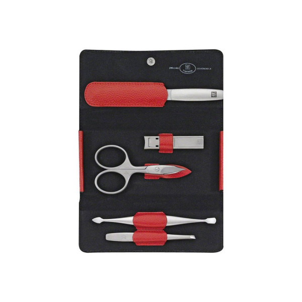 4009839186509 - ZWILLING Beauty Druckknopf-Etui Rindleder rot 5-tlg