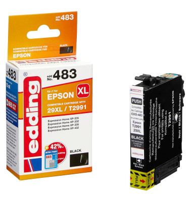 EDD-483 schwarz Tintenpatrone ersetzt EPSON 29XL / T2991XL EDD-483 schwarz Tintenpatrone ersetzt EPSON 29XL / T2991XL