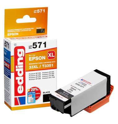 Druckerpatrone EDD-571 18-571 (kompatibel zu Epson 33XL / T3351XL), schwarz, ca. 640 Seiten