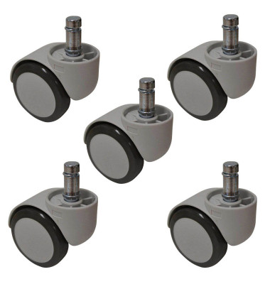 Bürostuhl-Ersatzrollen 9991g, Stiftlänge 22mm, StiftØ 11mm, für Hartboden, grau