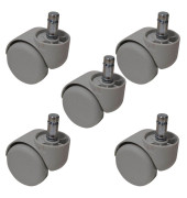 Bürostuhl-Ersatzrollen 9992g, Stiftlänge 22mm, StiftØ 11mm, für Teppichboden, grau