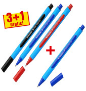 3+1 GRATIS: 3 Kugelschreiber Slider Edge blau Schreibfarbe farbsortiert + GRATIS 1 Kugelschreiber Slider Edge blau