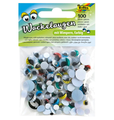 Wackelaugen mit Wimpern farbig sortiert