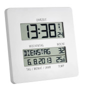 digitale Funkwanduhr TIMELINE weiß