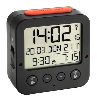  Funkwecker 60.2528.01, schwarz/rot
