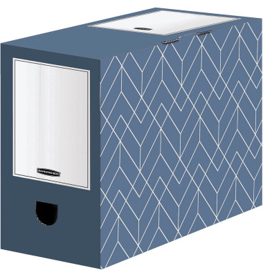 Archivbox Bankers Box Décor Serie 4483901, schieferblau/weiß, innen 14,8x25,1x34,3cm, Karton