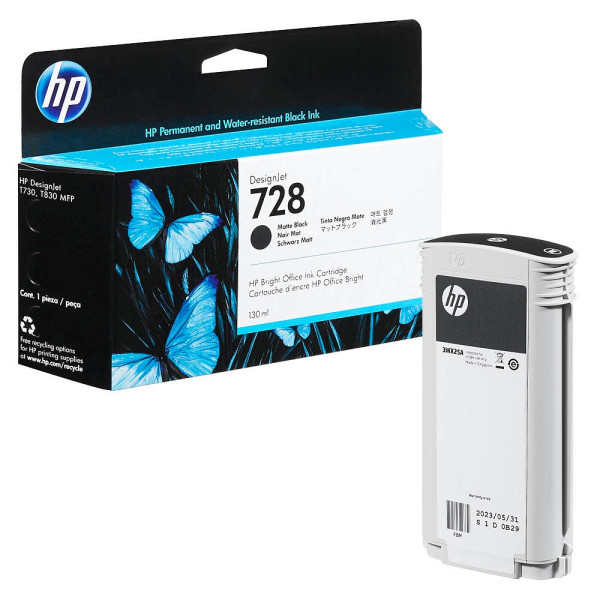 0194850304040 - HP 728 130-ml Matte Black DesignJet Ink Cartridge Druckerpatrone 1 Stück(e) Original Standardertrag Mattschwarz