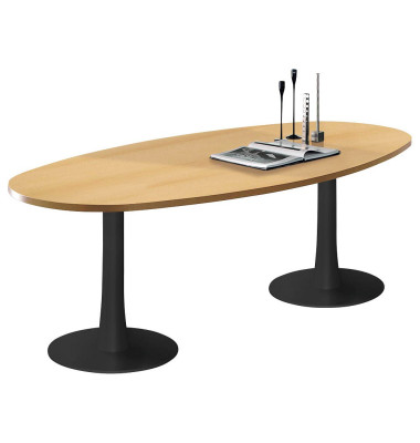 Konferenztisch Idea+ IDTR240 FA R, 74cm (H), 240x110cm (BxT), oval, buche / dunkelgrau Konferenztisch Idea+ IDTR240 FA R, 74cm (H), 240x110cm (BxT), oval, buche / dunkelgrau