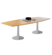 Konferenztisch Idea+ IDTR280 FA I, 74cm (H), 280x80-110cm (BxT), Tonnenform, buche / weiß