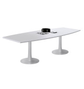 Konferenztisch Idea+ IDTR280 GR I, 74cm (H), 280x80-110cm (BxT), Tonnenform, lichtgrau / weiß