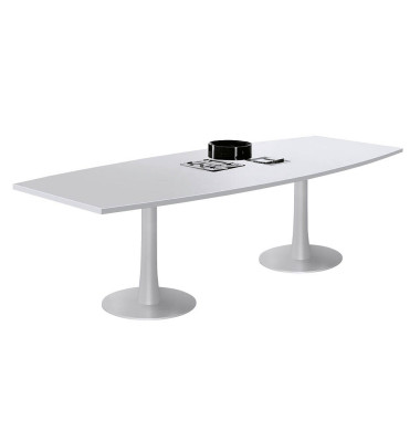 Konferenztisch Idea+ IDTR280 GR I, 74cm (H), 280x80-110cm (BxT), Tonnenform, lichtgrau / weiß Konferenztisch Idea+ IDTR280 GR I, 74cm (H), 280x80-110cm (BxT), Tonnenform, lichtgrau / weiß