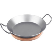 Servierpfanne mit Holzuntersetzer silber ca. 1,2 l