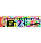 Textmarker BOSS ORIGINAL, 7023-01-5, Set (Tischset 23 #), farbig sortiert (9 Leuchtfarben/14 Pastellfarben), 2-5mm Keilspitze
