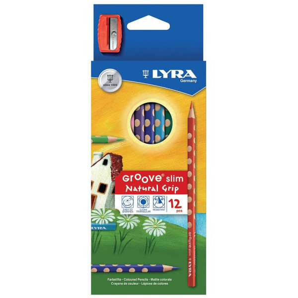 Lyra Buntstifte-Set Groove Slim, L2821120, 12-farbig sortiert, dreikant, ergonomisch, Packung 4084900202401 Lyra 12 Stück