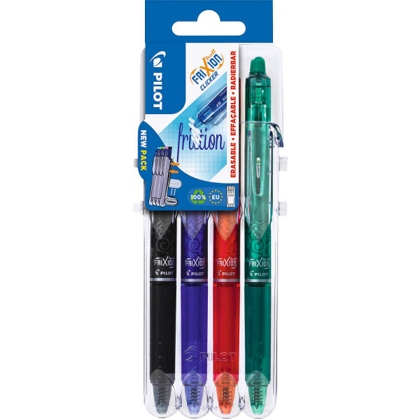 Pilot FRIXION ball CLICKER 2 Go Tintenroller-Set farbsortiert 0,4 mm 3131910547938 Pilot 4 Stück