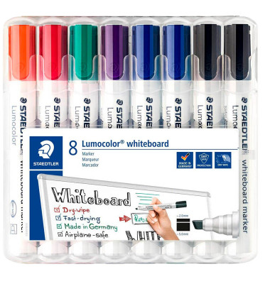 Boardmarker Lumocolor 351 B, 351B-WP8-X, Etui, 8-farbig sortiert, 2-5mm Keilspitze