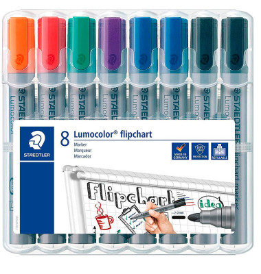 Flipchartmarker 356 WP8 X, 356 WP8 X, Packung, orange,rot,grün,violett,2x blau,2x schwarz, 2mm Rundspitze