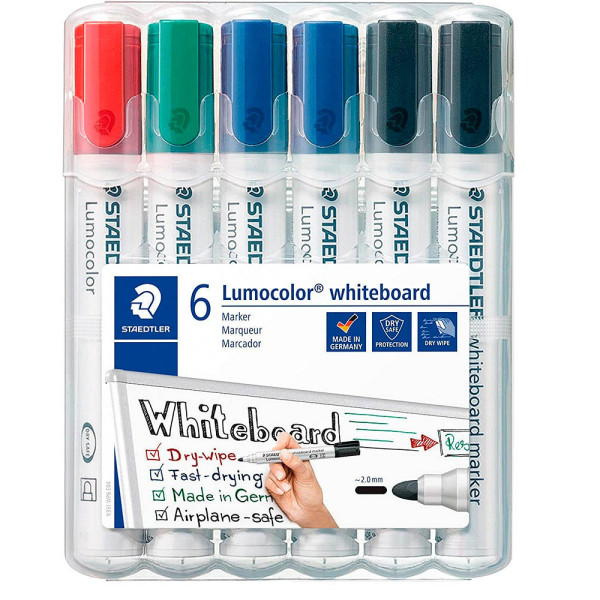 4007817061114 - Boardmarker Lumocolor 351 351-WP6-X Etui 6-farbig sortiert 2mm Rundspitze 4007817061114 Staedtler
