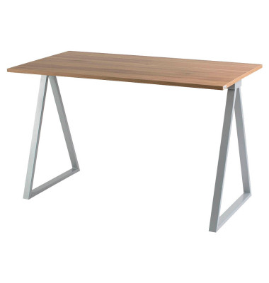 Schreibtisch easyHome LV9, 74cm (H), 110x60cm (BxT), rechteckig, walnuss / grau