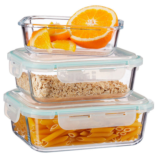 4052025234393 - Relaxdays Frischhaltedosen Glas 3er Set 3 Größen Clipdeckel Kunststoff BPA-frei ofenfest Glasdosen transparent 4052025234393 - Relaxdays Frischhaltedosen Glas 3er Set 3 Größen Clipdeckel Kunststoff BPA-frei ofenfest Glasdosen transparent