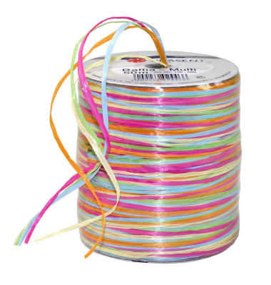 Geschenkband Raffia 136-099 3mm x 50m matt pink/orange/grün/blau/natur