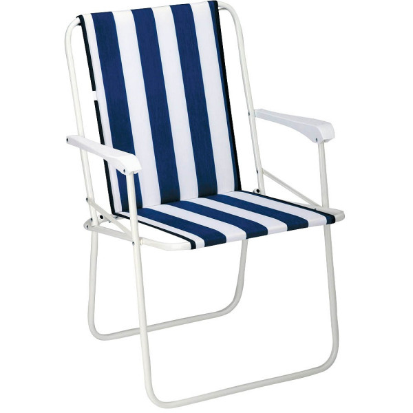 4043153008031 - BEST Klappstuhl mit Armlehnen Chiemsee weiß blau Metall 1 St