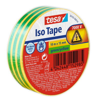 Iso Tape Isolierband grün 15,0 mm x 10,0 m 1 Rolle