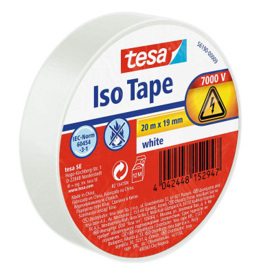 Iso Tape Isolierband weiß 19,0 mm x 20,0 m 1 Rolle Iso Tape Isolierband weiß 19,0 mm x 20,0 m 1 Rolle