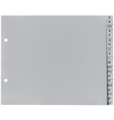 Kunststoffregister Forever 1723B, A bis Z, A4, graue Taben, 20-teilig